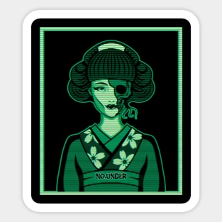 Horror geisha, dead geisha, terror geisha green Sticker